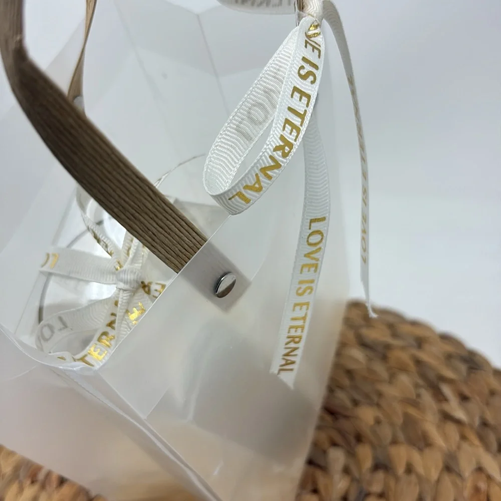 LOVE IS ETERNAL Clear Bag with Danedelion and Florals in Clear Box
